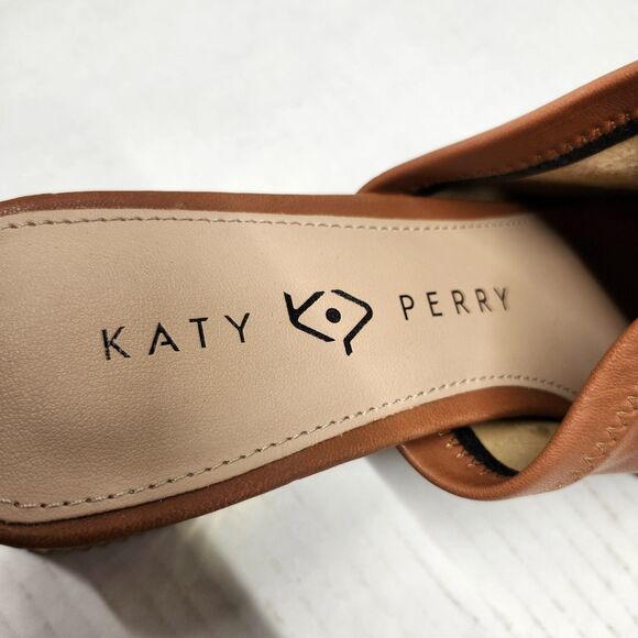 Katy Perry The Clarra Slip-on Mules Smooth Tan Gold Shoes Heels Women's Size 8.5 - Picture 7 of 7